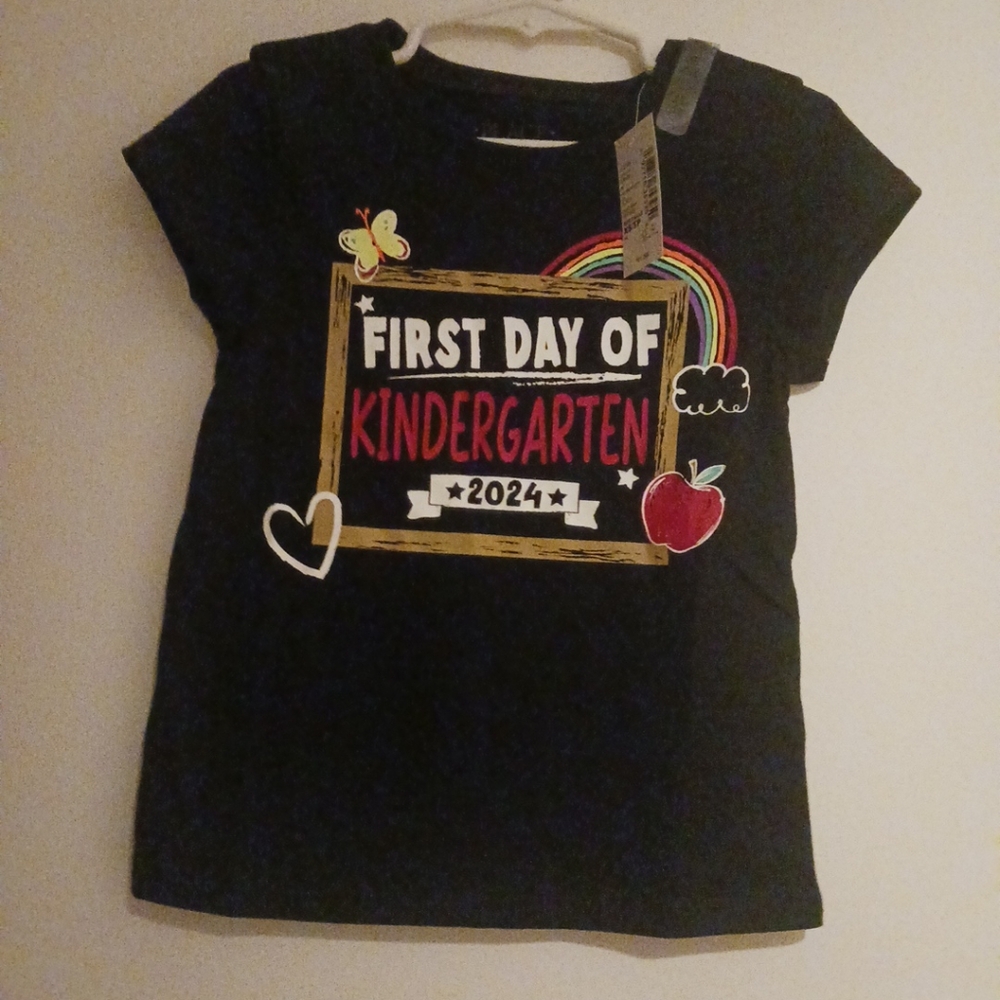 Black Short Sleeve Tee with Kindergarten Graphic Design